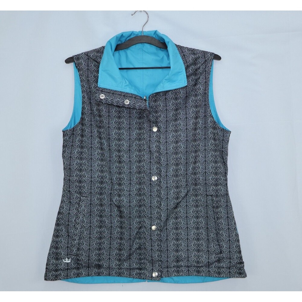 Peter Millar Reversible Vest Womens medium  Blue Geometric Golf active wear